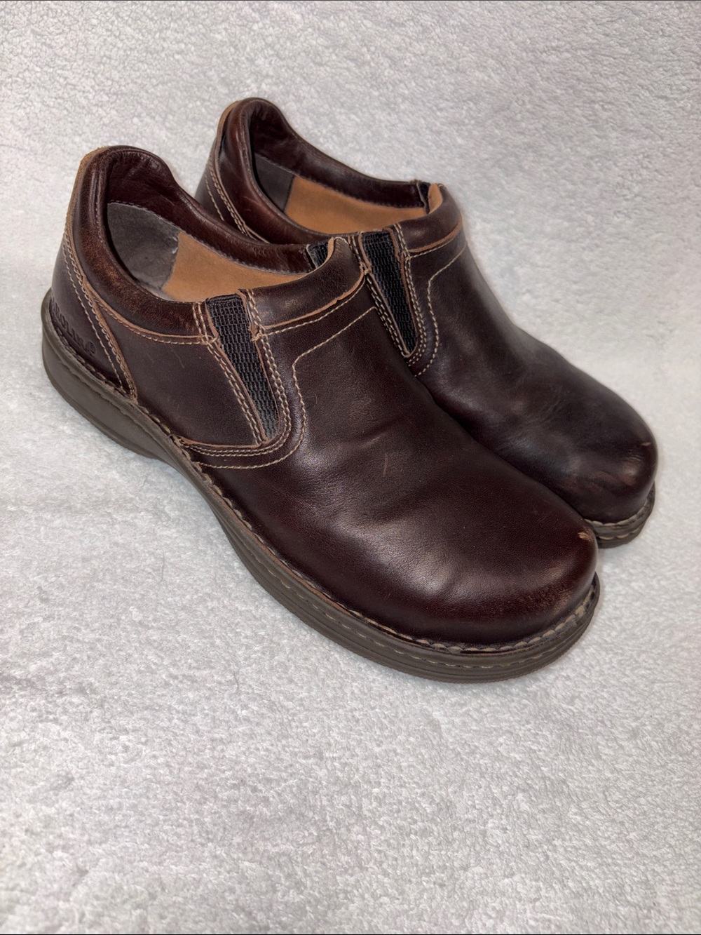 Carolina opanka Men's Dark Brown Leather Slip-On Comfort Loafers Mocs 9.5d